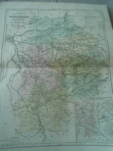 Carte département de Seine et Marne en couleur 19ème - Foto 1 di 1