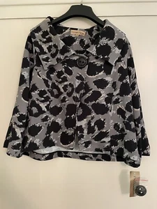 Notations Womens L Black Brown Gray Leopard Print Button Up Jacket - Picture 1 of 5