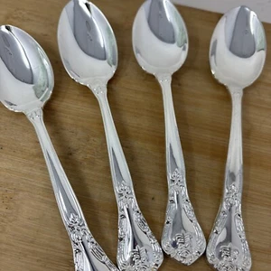 4-Godinger GRAND MASTER Silverplate Oval Soup Spoons Flatware Silverware NEW - Picture 1 of 4