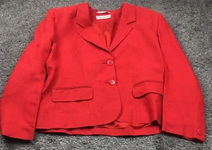 VTG Giorgio Sant' Angelo Womens Linen Blazer Sz 12 Red Collar Flap Pocket EUC - Picture 1 of 11