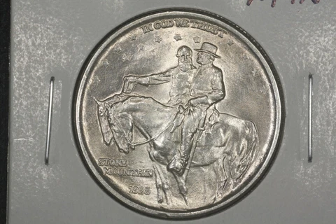 1925 Stone Mountain Commemorative Half, Near Gem BU Cover