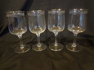 Lenox Crystal Moonspun - Set of 4 Etched Water Goblets - Platinum Trim - Picture 1 of 9