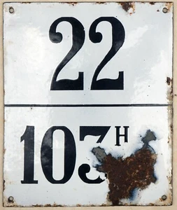 Large old black French house number 22 plaque enamel sign barrique wine barrel - Picture 1 of 1