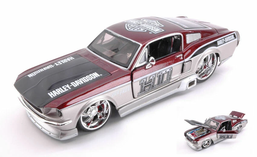 Ford Mustang Gt 1967 Harley Davidson Metallic Silver/copper 1:24 Model 32168 - Immagine 1 di 1