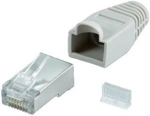 Conector RJ45 enchufe modular con protección contra dobladuras gris - Imagen 1 de 1