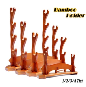 Bamboo Samurai Sword Katana Holder Stand Bracket Assembly Sword Rack 1~4 Tier - Picture 1 of 11
