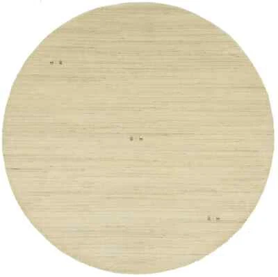 Oatmeal Tribal Design Handmade 8X8 Gabbeh Modern Round Rug Wool Decor Carpet - Image 1 of 4