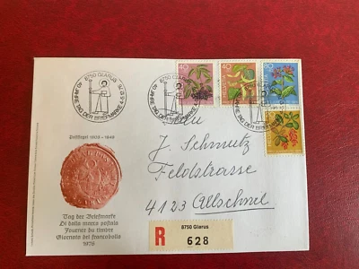 SWITZERLAND 1975 FDC HEPATICA MOUNTAIN ASH SYCAMORE MAPLE NETTLE GLARUS PICK 1 - Image 1 of 2