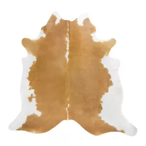STUNNING WHITE BEIGE LARGE Cowhide Rug Leather Natural Hair on Cow Hide Carpet - Picture 1 of 2