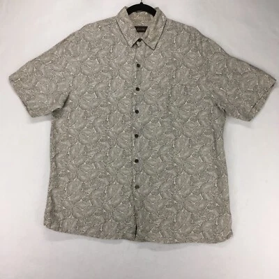 Camisa de campamento para hombre TASSO ELBA talla grande lino seda cachemira beige bolsillo frontal Foto 1 de 4