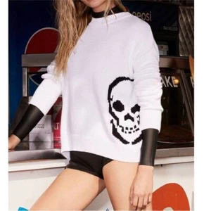Totenkopf Kaschmir Dinah Oversize Baumwolle Strick Intarsien Totenkopf Pullover weiß Medium $ 345 - Bild 1 von 11