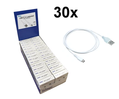 30x USBCL-CA-15WAK, im DINIC Thekendisplay, USB Typ C auf A Ladekabel, weiß - Bild 1 von 4