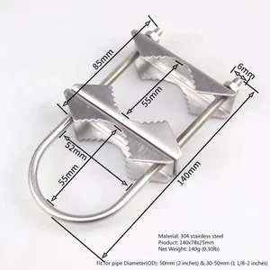 2 Sets of Mast Clamps 304 Steel Double Antenna Heavy Duty Mounting Bracket Kit - Picture 1 of 3
