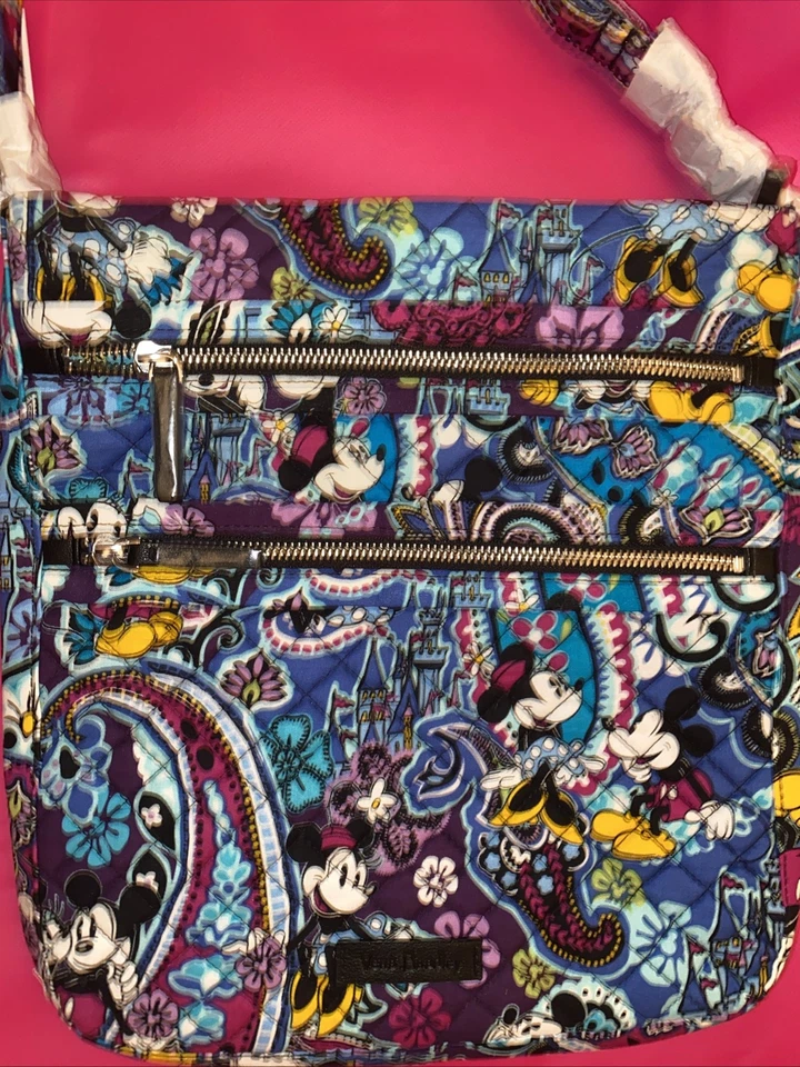 Vera Bradley Iconic Triple Zip Hipster Disney Mickeys Paisley Celebration Exact3