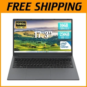 Windows 11 Laptop, 17.3'' FHD, Celeron Processor, 256GB SSD - Picture 1 of 8
