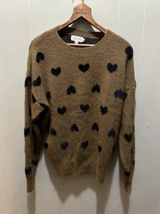 Molly Bracken Heart of Hearts Print Pullover Sweater Crewneck Dark Copper Gr. M - Bild 1 von 5