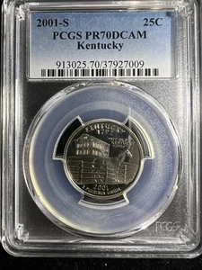 2001-S PROOF CLAD STATE WASHINGTON QUARTER 25C KENTUCKY PCGS PR70 DCAM - Picture 1 of 4
