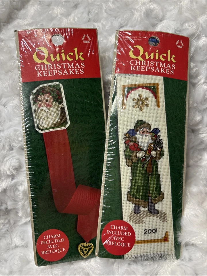 Counted Cross Stitch Christmas Bookmark Set - Charm Included - Image 1 of 2