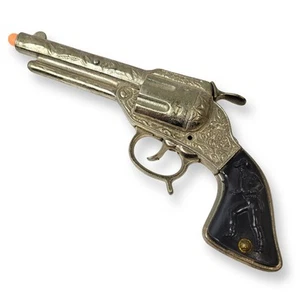 * 1 Star Rare Gold Finish W/ Black Grips 1940 Stevens Cowboy King Cap Gun C25.1 - Picture 1 of 19