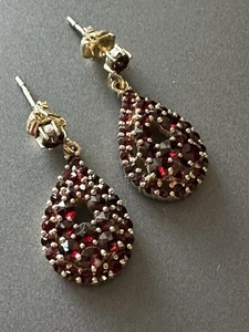 Pendientes Granate Plata de Ley Noruega Norwegian Estate Vintage 2600 - Imagen 1 de 8