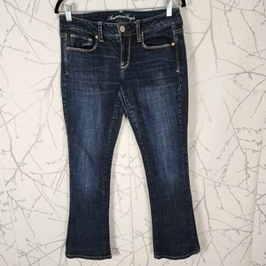 American Eagle Dark Wash Low Rise Skinny Kick Boot Jeans | Damen 10 - Bild 1 von 8