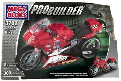 NEW Mega Bloks Pro Builder Speed Bike #3702 Red 300 Pieces 2005 - Image 1 of 4
