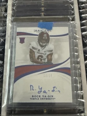 #6/25 Rock Ya-Sin Rookie Auto 2019 Panini Immaculate Colts Temple Autograph - Image 1 of 3