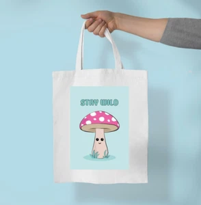 Stay Wild Mushroom Tote Bag – Cute Nature-Inspired Canvas, Whimsical Cottage - Picture 1 of 6