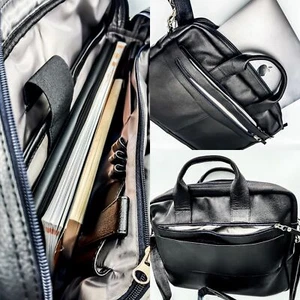 Maletín de cuero puro negro para hombre para computadora portátil trabajo negocios hombro bolso de viaje - Imagen 1 de 3