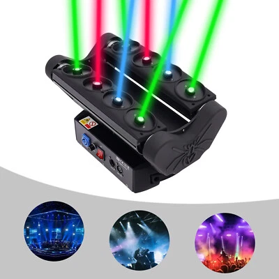 8-Eye Stage Moving Head Beam Light DMX RGB Spider Laser DJ Party Lighting Lamp - Image 1 of 4