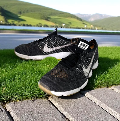 Nike Flyknit Zoom Agility Women 10 Running Shoes Sneaker Black 698616-001 Mesh - Image 1 of 4