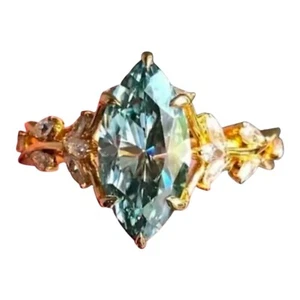 Floral Marquise Cut Cubic Zirconia Cyan Blue Size 7 Women’s Ring 6️⃣ - Picture 1 of 5