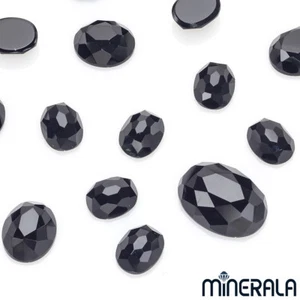 NATÜRLICHER SCHWARZER ONYX EDELSTEIN OVALE FORM LOSE ROSENSCHLIFF 4x6mm-18x25mm WP00062 - Bild 1 von 8