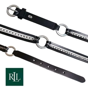 Lauren Ralph Lauren Chain O-Ring Leather Belt Black - Picture 1 of 9