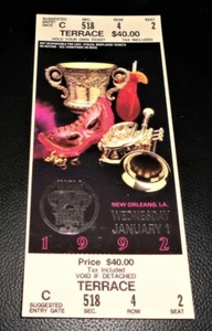 SUGAR BOWL1991-92 NOTRE DAME vs FLORIDA GATORS COMPLETE TICKET-MINT - Picture 1 of 2