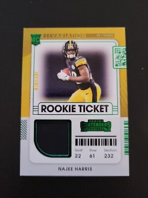 2021 Panini Contenders Najee Harris Rookie Ticket Patch Green Variation #RSV-NHA - Image 1 of 4
