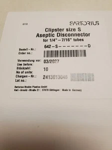 Sartorius Stedim 642-S-D Clipster Size S Aseptic Disconnector 642SD Box of 10 - Picture 1 of 5