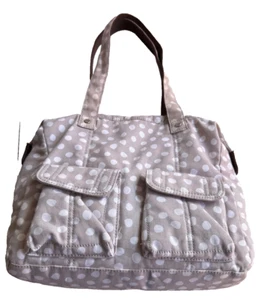 Thirty One Casual Cargo Bag Lotsadots Soft Cotton Zip Top Snap Sides Pockets - Picture 1 of 21