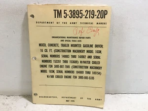 TM 5-3895-219-20P Mixer, Concrete, etc. Construction Machinery Model 16SM. 1970 - Picture 1 of 11