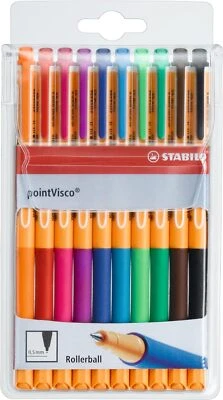 Tintenroller - STABILO pointVisco - 10er Pack - mit 10 verschiedenen Farben - Bild 1 von 4