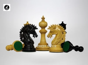 Piezas de ajedrez artesanal de la serie Camelot - ébano triple ponderado - 4,4" rey - Imagen 1 de 6