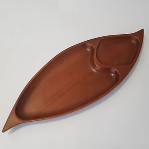 Danish Teak Schale Schale 41cm Blattform Mid Century Naturholz Vintage 70er - Bild 1 von 13