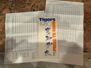 1980 Detroit Tigers Baseball Medienführer mit Frühjahrstraining Dienstplan und Statistiken - Bild 1 von 3