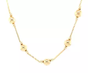 BEAUTIFUL BEADED 14K YELLOW GOLD NECKLACE 16” BALL AND BAR BEADS WOMENS - Picture 1 of 8