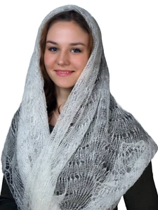 russian orenburg shawl white scarf - Picture 1 of 5