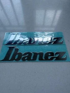 2Pcs 6.5CM*1.6CM lbanez Guitar Neck Headstock Self-Adhesive Metal Sticker Chrome - Picture 1 of 7