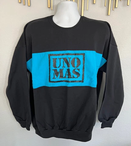 1989 UNO MAS Sugar Ray Leonard vs Roberto Duran III SWEATSHIRT Sz LARGE *Rare* Cover