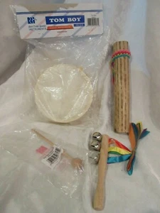 Rhythm Band Tom Boy, Sleigh Bells and 10" Cactus Rainstick Shaker EUC - Picture 1 of 6