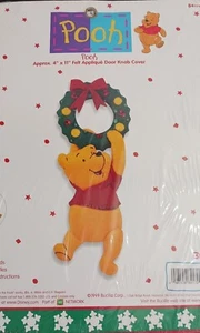 Vtg Bucilla Disney Winnie Pooh Christmas Door Knob Cover Felt Applique Kit - Picture 1 of 20