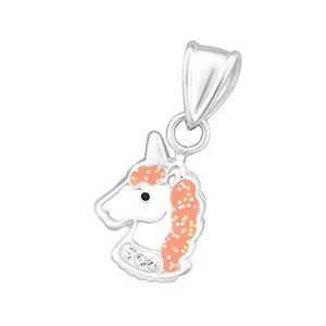 Sterling silver Girls/Childs Unicorn Head with Crystals Necklace with 16" Chain - Picture 1 of 1